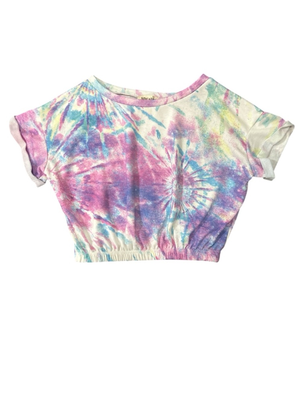 Sho Sho Girls Short Sleeve pastel Tie-Dye Cropped Top size S Y2K